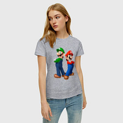 Футболка хлопковая женская Марио и Луиджи, цвет: меланж — фото 2
