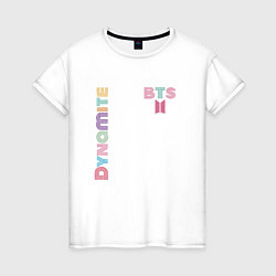 Футболка хлопковая женская Dynamite BTS logo, цвет: белый