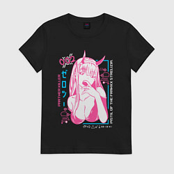 Футболка хлопковая женская Zero Two anime, цвет: черный