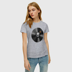 Футболка хлопковая женская Виниловая пластинка с бомбочкой, цвет: меланж — фото 2