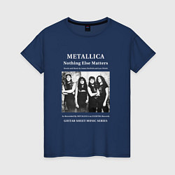 Футболка хлопковая женская Metallica рок группа, цвет: тёмно-синий