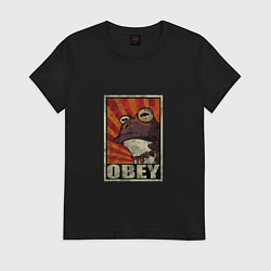 Футболка хлопковая женская Obey frog, цвет: черный