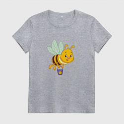 Футболка хлопковая женская Мультяшая пчелка, цвет: меланж