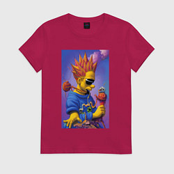 Футболка хлопковая женская Bart Simpson - нейросеть - сюрреализм, цвет: маджента