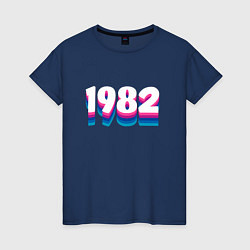 Футболка хлопковая женская Made in 1982 vintage art, цвет: тёмно-синий