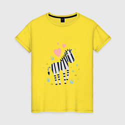 Футболка хлопковая женская Влюбленная зебра, цвет: желтый