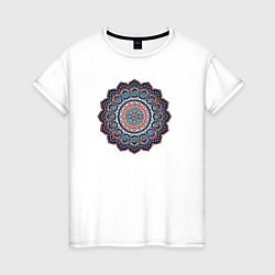Футболка хлопковая женская Индийская Mandala, цвет: белый