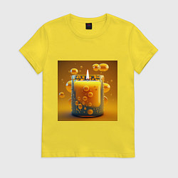 Футболка хлопковая женская Оранжевый свет свечи, цвет: желтый