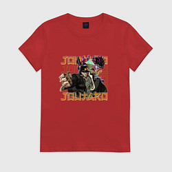 Футболка хлопковая женская Джотаро Куджо со стендом, цвет: красный