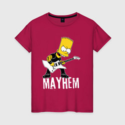 Футболка хлопковая женская Mayhem Барт Симпсон рокер, цвет: маджента