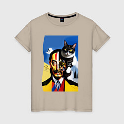 Женская футболка Salvador Dali and his cat