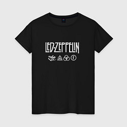 Футболка хлопковая женская Led Zeppelin Black dog, цвет: черный