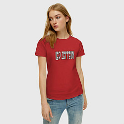 Футболка хлопковая женская Led Zeppelin логотип, цвет: красный — фото 2