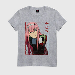 Футболка хлопковая женская Zero Two anime girl, цвет: меланж