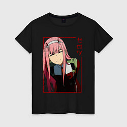 Футболка хлопковая женская Zero Two anime girl, цвет: черный