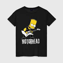 Футболка хлопковая женская Motorhead Барт Симпсон рокер, цвет: черный