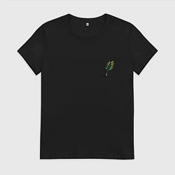 Футболка хлопковая женская Перо-веточка, цвет: черный
