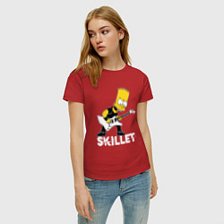 Футболка хлопковая женская Skillet Барт Симпсон рокер, цвет: красный — фото 2