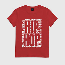 Футболка хлопковая женская Hip hop большая поцарапанная надпись, цвет: красный