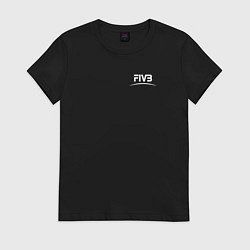Футболка хлопковая женская Международная федерация волейбола FIVB, цвет: черный