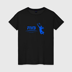 Футболка хлопковая женская FIVB, цвет: черный