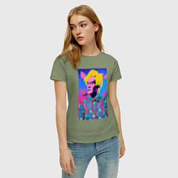 Футболка хлопковая женская Andy Warhol - self-portrait - pop art, цвет: авокадо — фото 2
