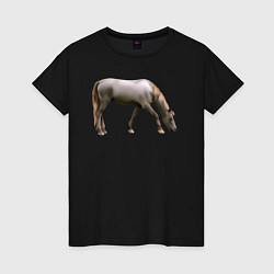 Футболка хлопковая женская Креольская лошадь, цвет: черный