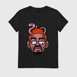 Футболка хлопковая женская Rodman snake, цвет: черный