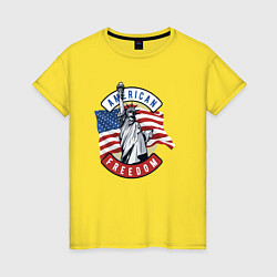 Футболка хлопковая женская American freedom, цвет: желтый