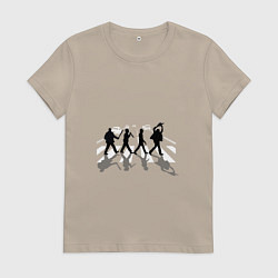 Футболка хлопковая женская Маньяки на переходе, цвет: миндальный