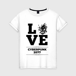 Футболка хлопковая женская Cyberpunk 2077 love classic, цвет: белый