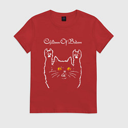 Футболка хлопковая женская Children of Bodom rock cat, цвет: красный