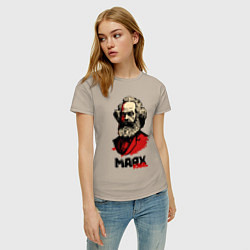 Футболка хлопковая женская Karl Marx - 3 цвета, цвет: миндальный — фото 2