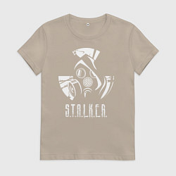 Футболка хлопковая женская STALKER противогаз, цвет: миндальный