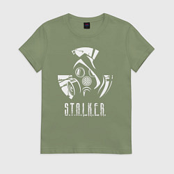 Футболка хлопковая женская STALKER противогаз, цвет: авокадо