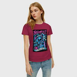 Футболка хлопковая женская Blink 182 рок группа, цвет: маджента — фото 2