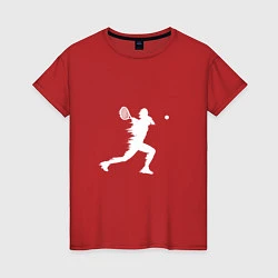Футболка хлопковая женская Силуэт теннисистки, цвет: красный
