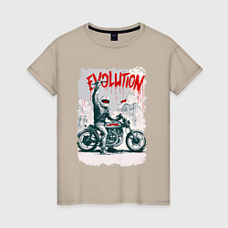 Футболка хлопковая женская Evolution - motorcycle, цвет: миндальный