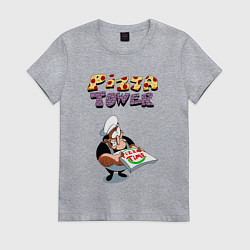 Футболка хлопковая женская Пеппино Спагетти из Pizza Tower, цвет: меланж