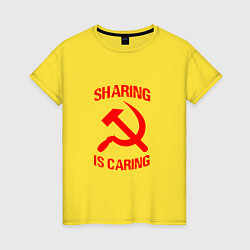 Футболка хлопковая женская Sharing is caring, цвет: желтый