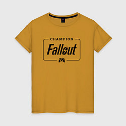 Женская футболка Fallout gaming champion: рамка с лого и джойстиком