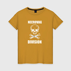 Футболка хлопковая женская Necrovag white division, цвет: горчичный