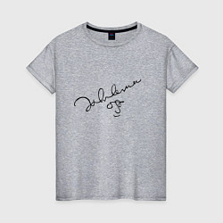 Футболка хлопковая женская Джон Леннон - автограф, цвет: меланж