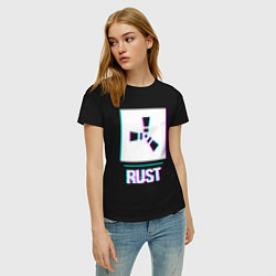 Футболка хлопковая женская Rust в стиле glitch и баги графики, цвет: черный — фото 2