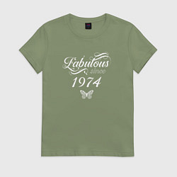 Футболка хлопковая женская Fabulous since 1974, цвет: авокадо