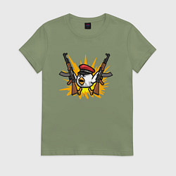 Футболка хлопковая женская Взрывной цыпленок, цвет: авокадо