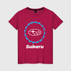 Футболка хлопковая женская Subaru в стиле Top Gear, цвет: маджента