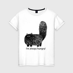 Женская футболка Кот, который всегда голодный - мем