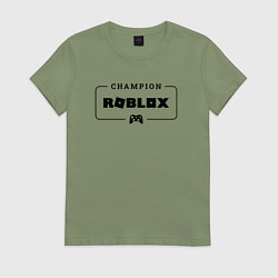 Футболка хлопковая женская Roblox gaming champion: рамка с лого и джойстиком, цвет: авокадо