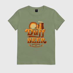 Футболка хлопковая женская Duff beer brewing, цвет: авокадо